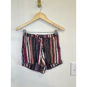 Angie Striped Tassel Pull-On Shorts Size Medium